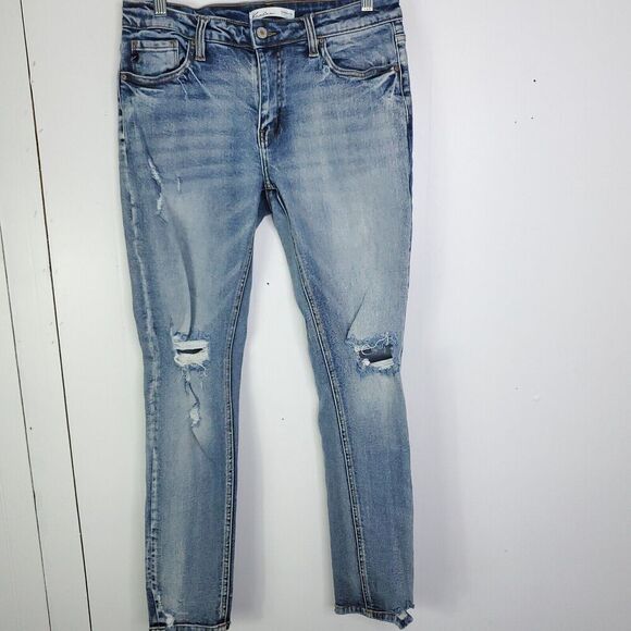 KanCan Jeans Womens 26 Distressed Ankle Skinny Light Wash Ripped Knee Maurices - Picture 1 of 9
